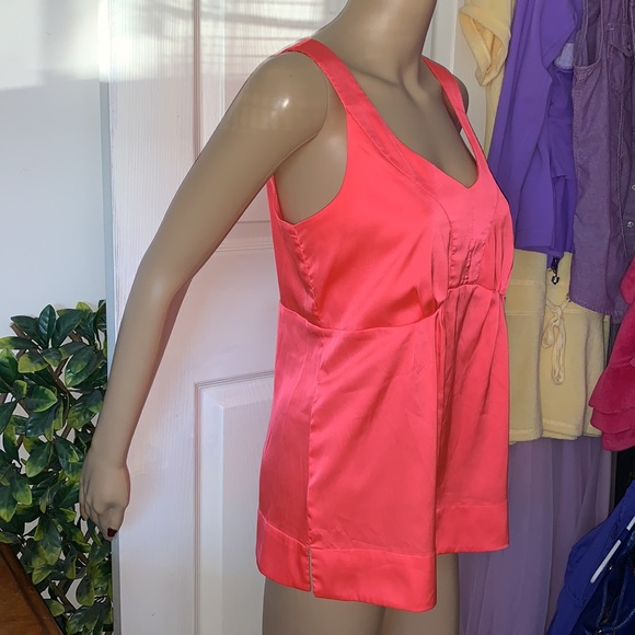 Neon Orange scoop sleeveless babydoll tunic tank top M - Picture 8 of 11